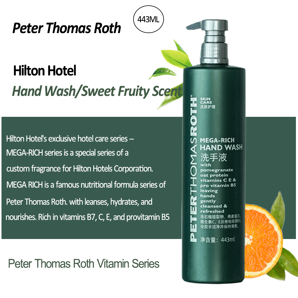 Hilton Hotel Shampoo &amp; Conditioner &amp; Body Lotion &amp; Shower Gel &amp; Hand Wash 443ML | PETER THOMAS ROTH